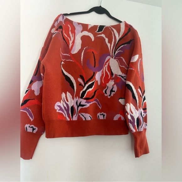 Anthropologie Maeve Red and Purple Sweater large - Picture 3 of 7